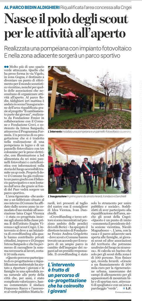 Articolo di giornale sul polo per i giovani a Gogna